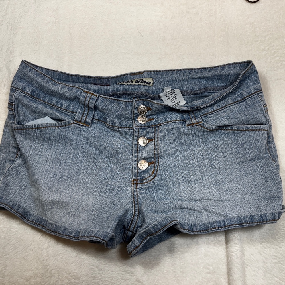 Paris Blues Jean Shorts Womens Size 11 Blue Denim Cut off Festival Summer Beach